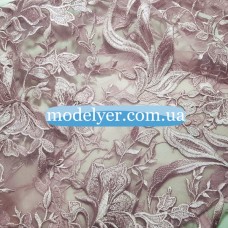 Ткань Сетка с вышивкой (лиловый)